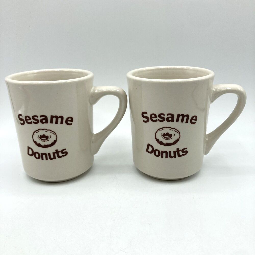 2 Set Sesame Donuts ITI China Heavy Diner Coffee Mugs Restaurant Ware 10oz
